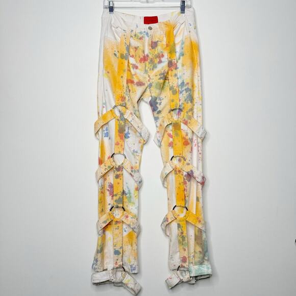 Who Decides War by Ev Bravado Multi Dyed Bondage Jeans Size 30 - Picture 1 of 14